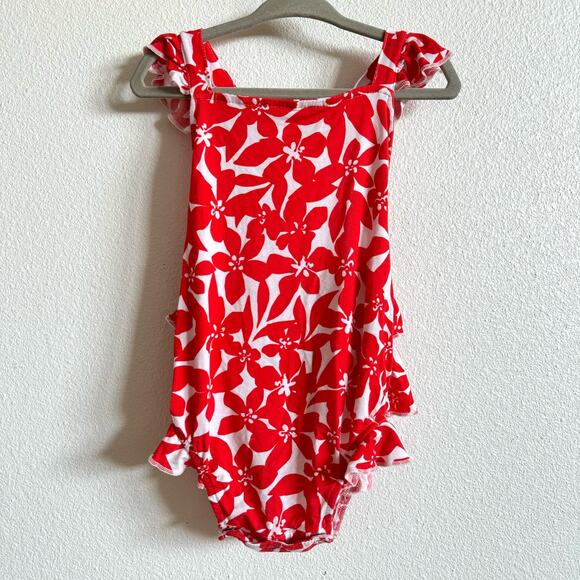 Posh Peanut x LOFT Red Floral Ruffled Strap Bubble Romper 18-24 months - Picture 2 of 6